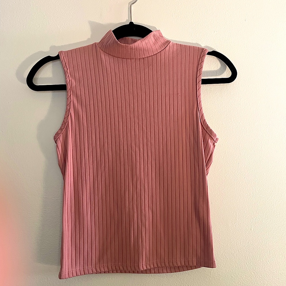 Rose High Neck Crop Tank Top by Olivia Rae, Size Small